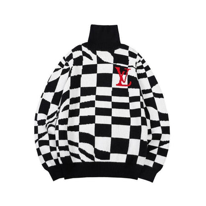 Louis Vuitton Distorted Damier Turtleneck Sweater "Black-White"