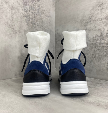 Chanel Interlocking CC Sock Sneakers "Blue-White-Black"