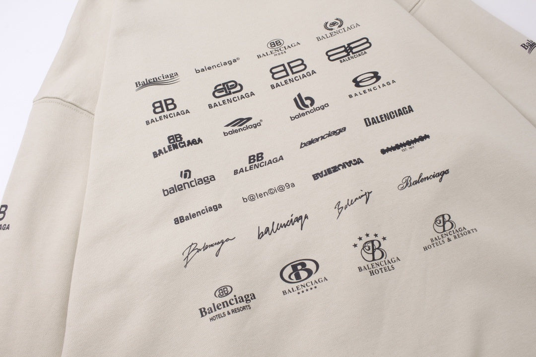 Balenciaga Archive Multi Logo Sweatshirt "Beige-Black"