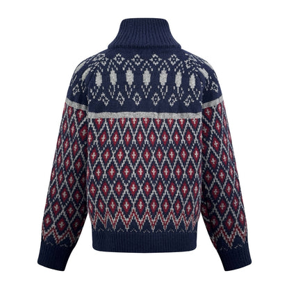 Loewe Wool Jacquard Zip-up Sweater "Blue"