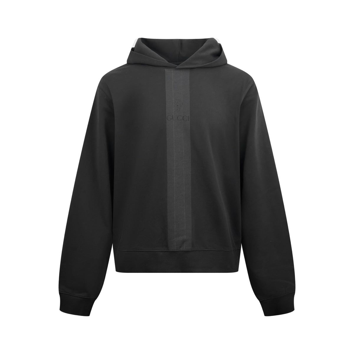 Gucci Cotton Hooded Sweatshirt with Muted Web "Black"