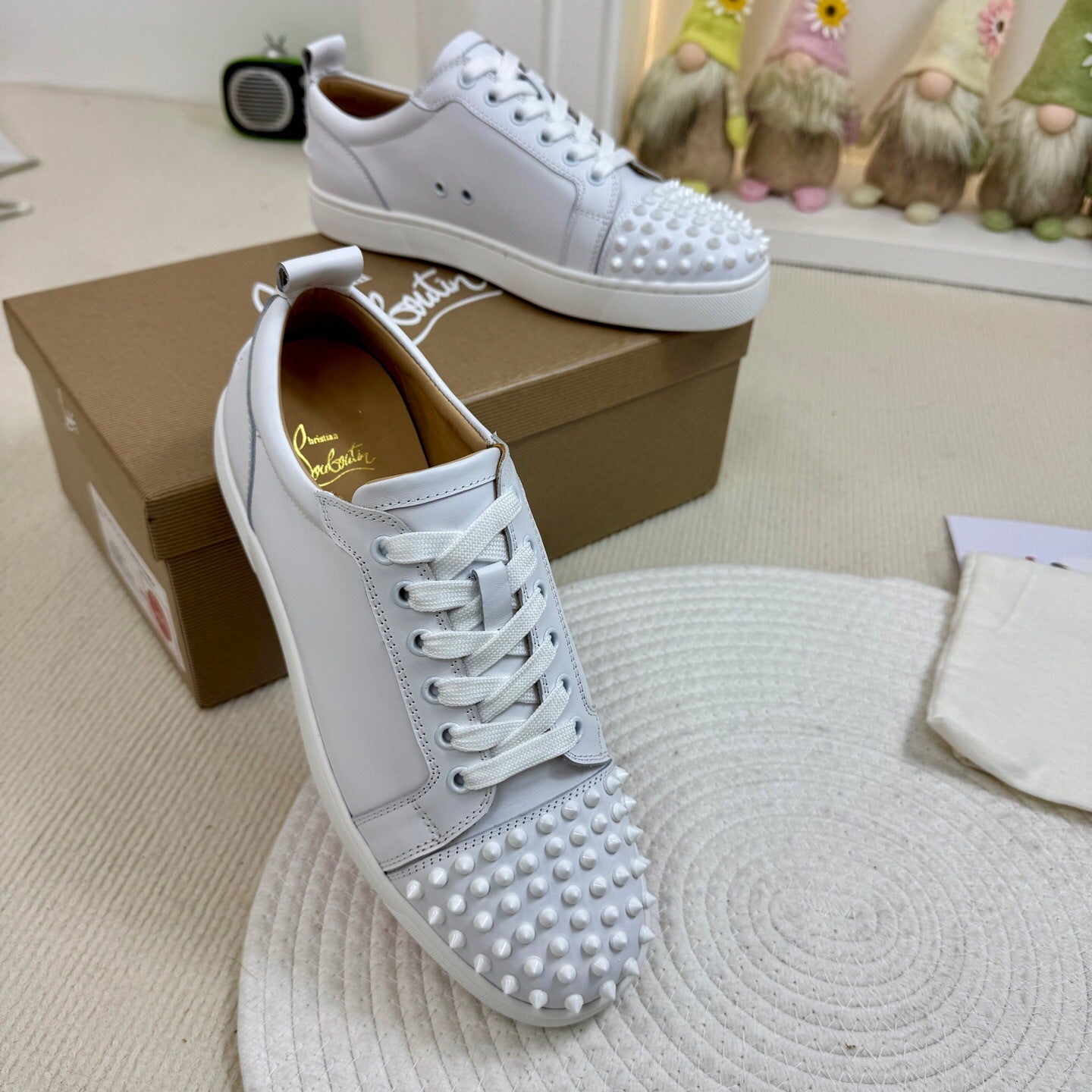Christian Louboutin Louis Junior Spikes "White"