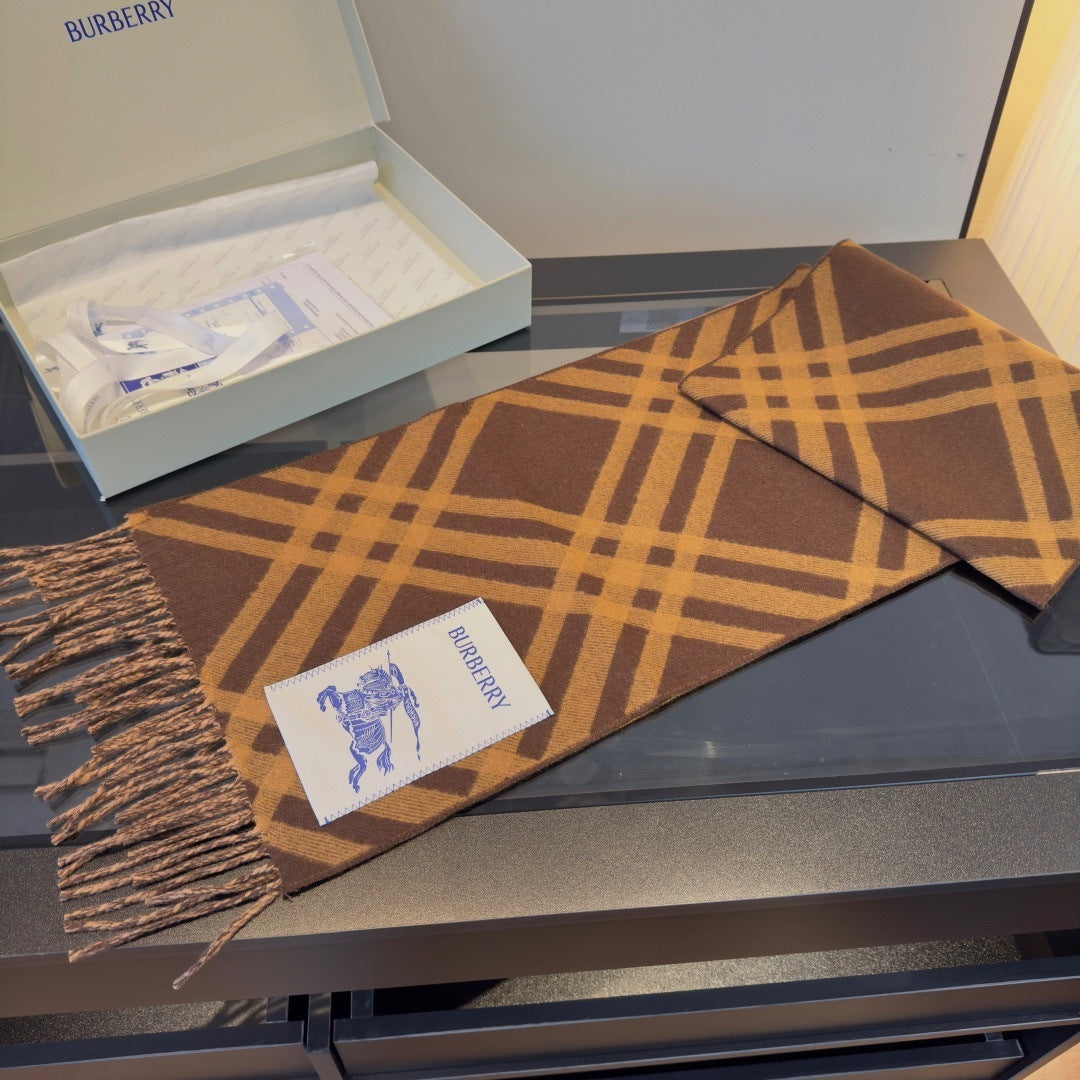 Burberry Check Cashmere Scarf "Brown"