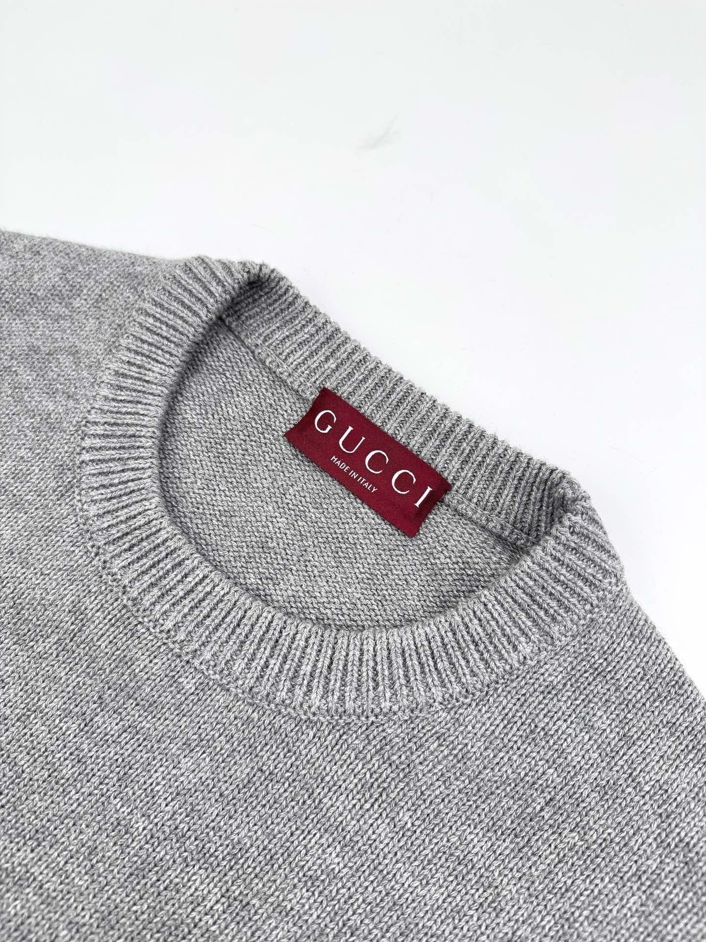 Gucci Wool Sweater with Gucci Intarsia "Grey"