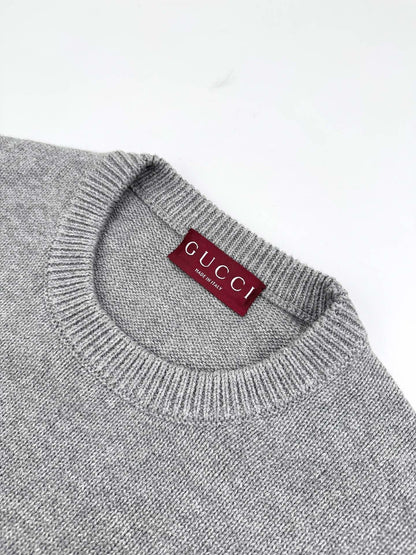 Gucci Wool Sweater with Gucci Intarsia "Grey"