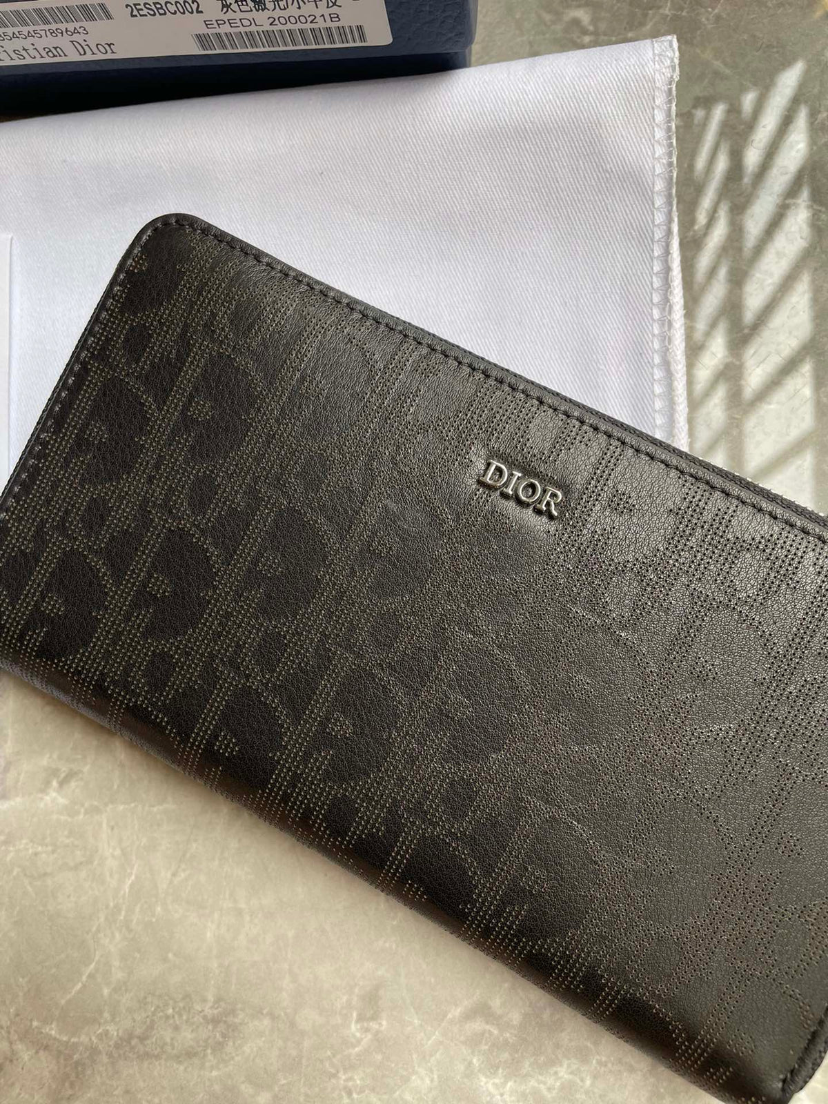Dior Long Zipped Wallet "Black Oblique Galaxy Leather"