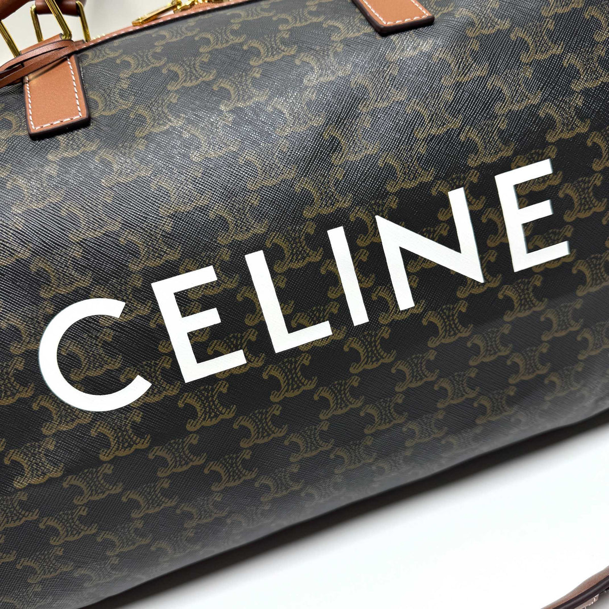 Celine Large Voyage Bag in Triomphe Canvas with Celine Print "Tan"