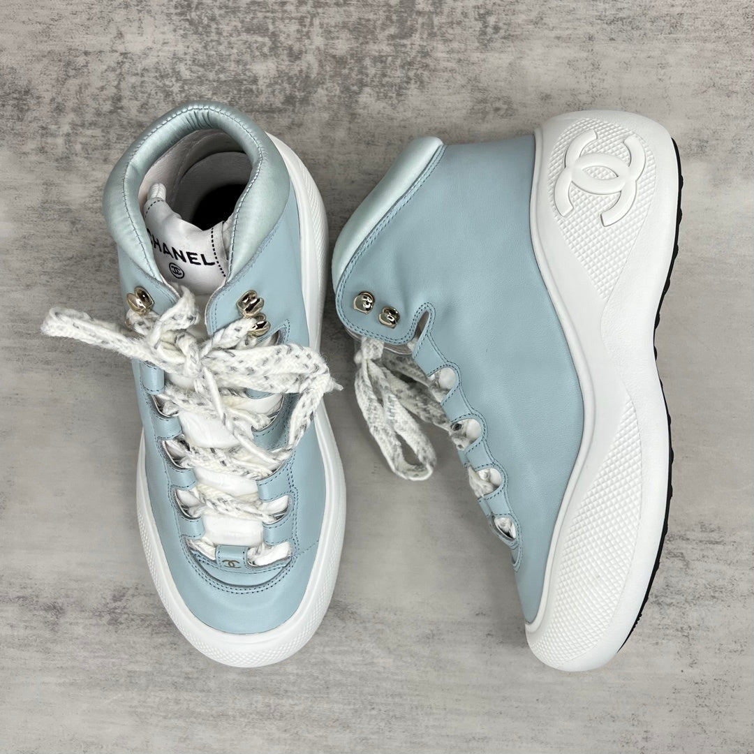 Chanel Leather Snow Boots "Blue"