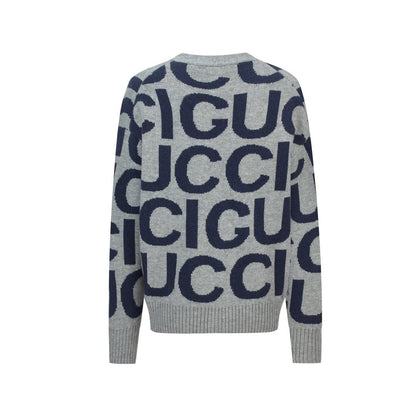 Gucci Logo Intarsia Wool Cardigan "Grey"