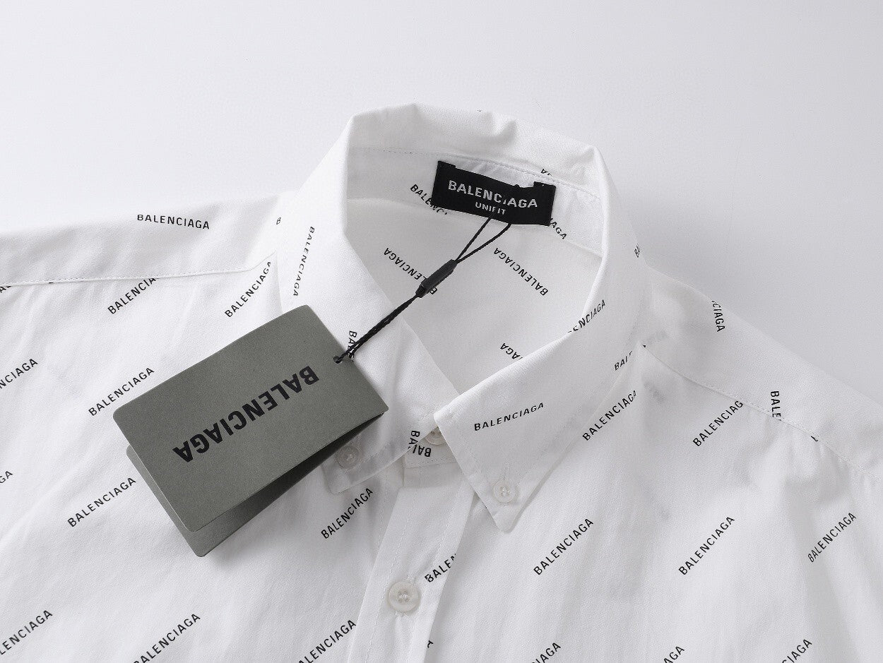 Balenciaga All Over Logo Shirt "White"