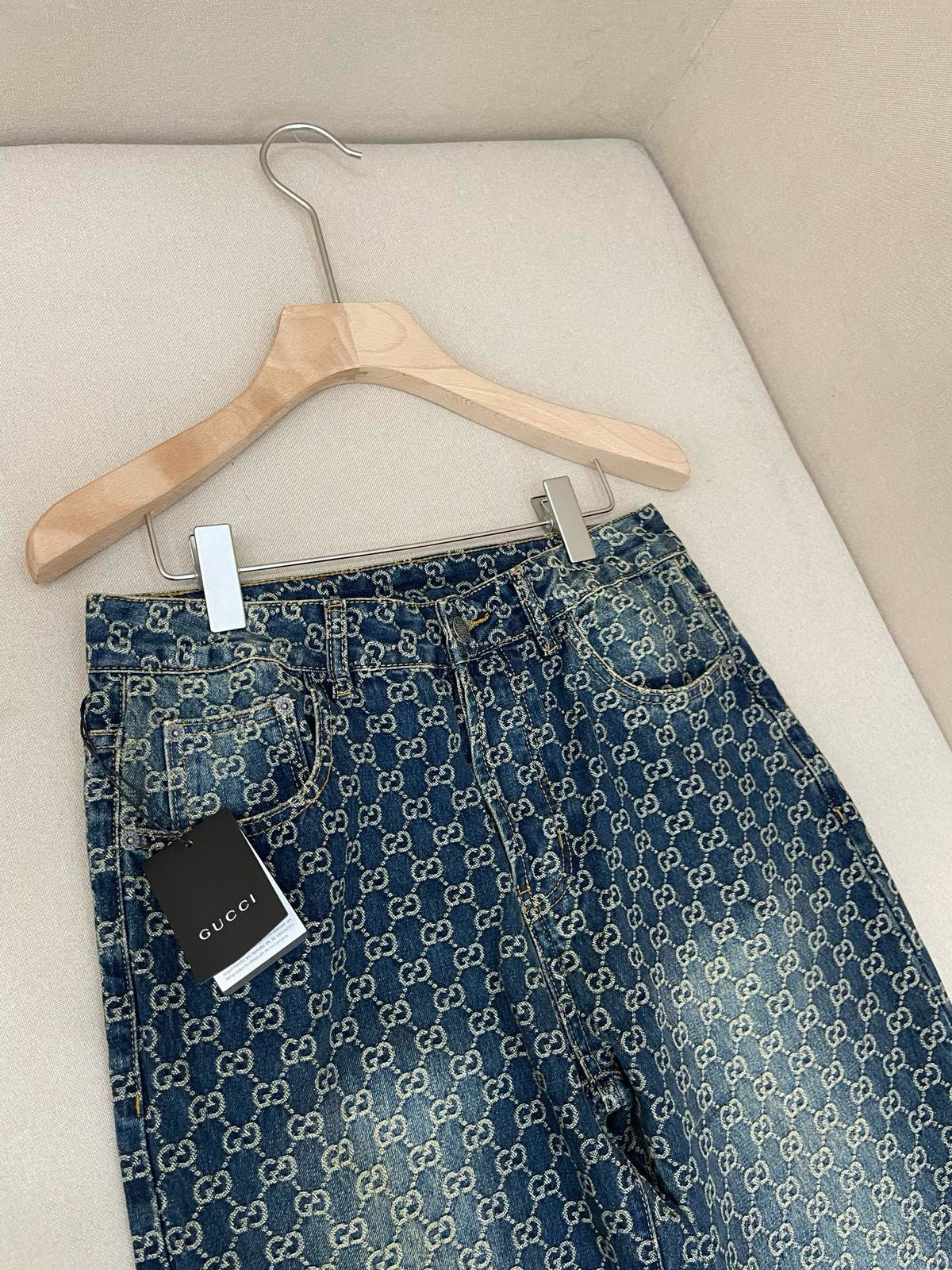 Gucci GG Cotton Denim Jacquard Pants