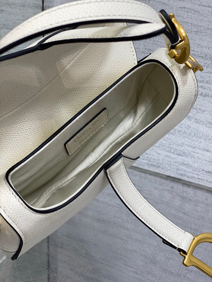 Dior Mini Saddle Bag with Strap "Latte Grained Calfskin"