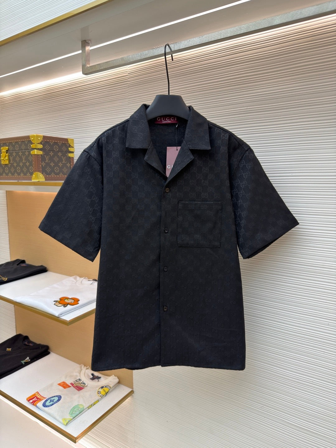 Gucci GG Canvas Linen Blend Bowling Shirt "Black"