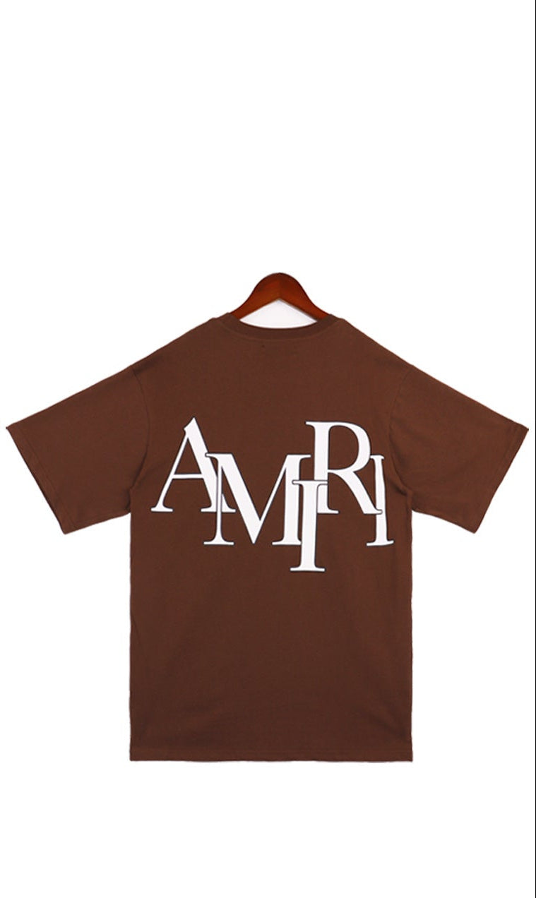 Amiri Staggered Logo T-Shirt "Brown-White"