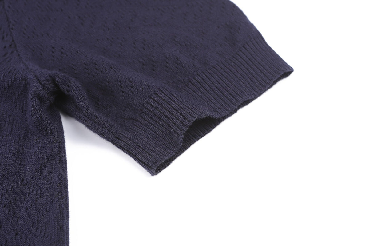Fendi Cotton and Viscose Tricot Polo Shirt "Dark Blue"