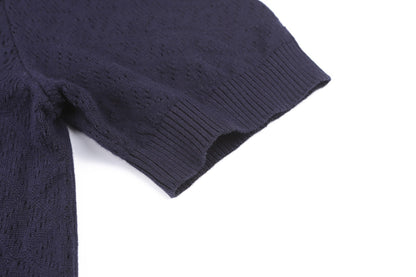 Fendi Cotton and Viscose Tricot Polo Shirt "Dark Blue"