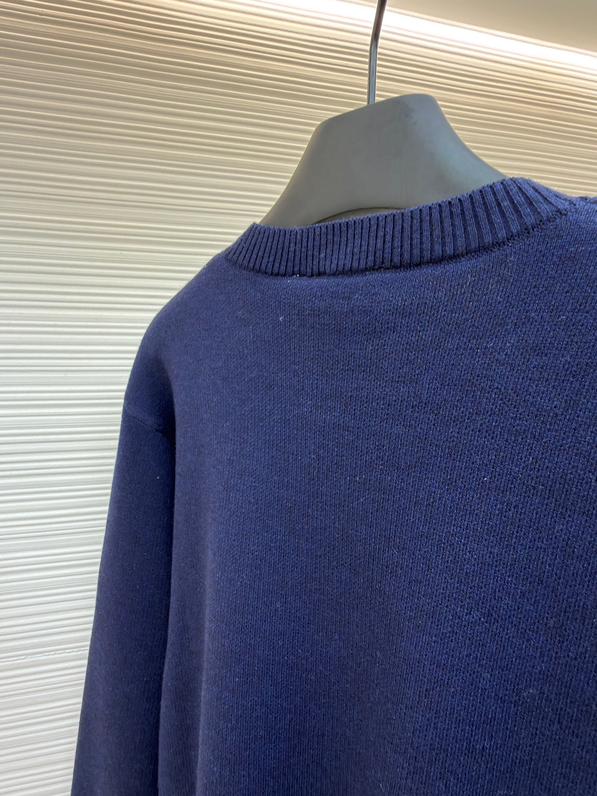 Dior Sweater with Book Cover Embroidery and Intarsia "Navy Blue Wool-Cotton-Alpaca-Blend Intarsia"