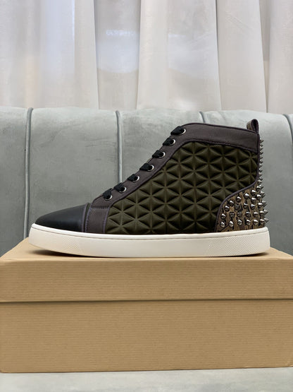Christian Louboutin High Top Louis Spikes "Green-Black"