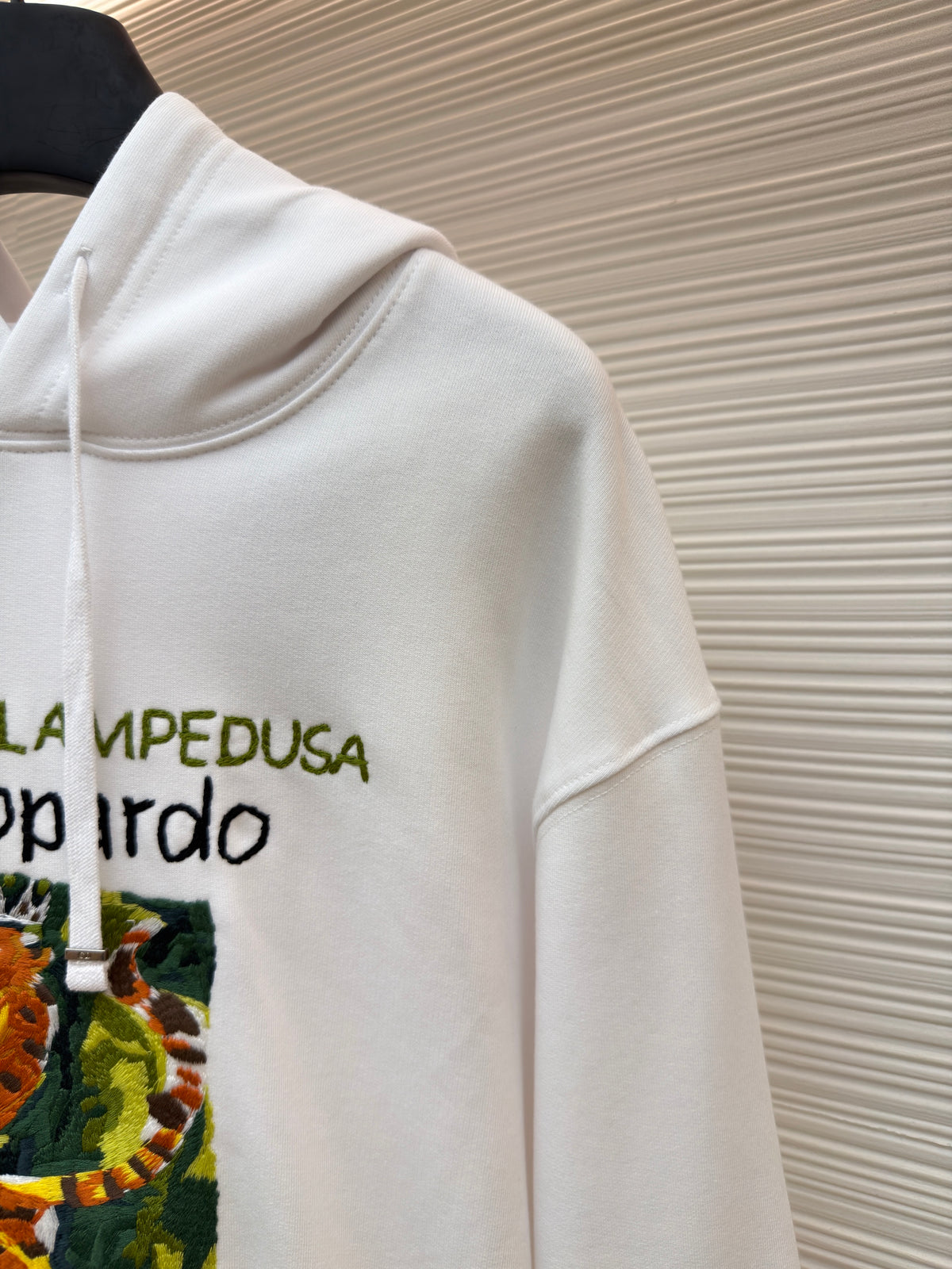 Dior Hooded Sweatshirt with Book Cover Embroidery "White Cotton Jersey"