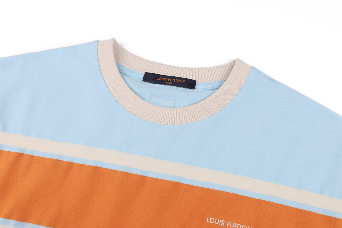Louis Vuitton Striped Short-Sleeved T-Shirt "Pale Blue-Orange"