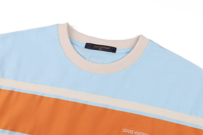 Louis Vuitton Striped Short-Sleeved T-Shirt "Pale Blue-Orange"
