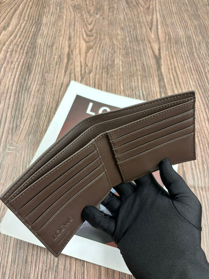 Loewe Bifold Wallet in Satin Calfskin "Dark Chestnut"