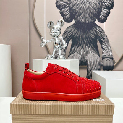 Christian Louboutin Louis Junior Spikes Orlato Veau Velours "Red"