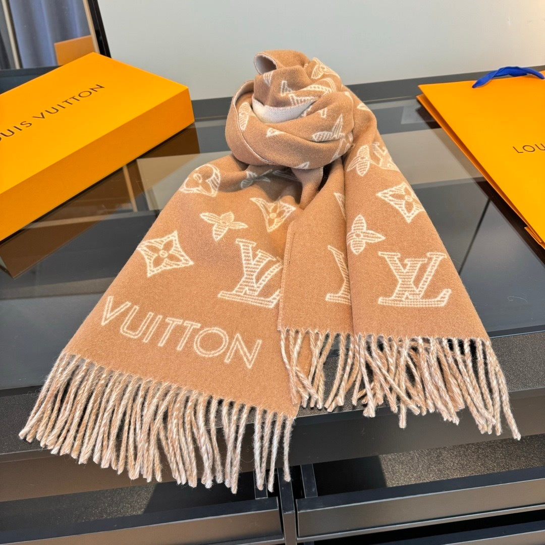Louis Vuitton Monogram Shadow Scarf "Beige"