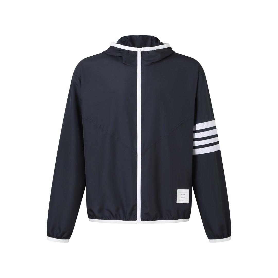 Thom Browne 4-Bar Stripe Hooded Jacket "Navy Blue"