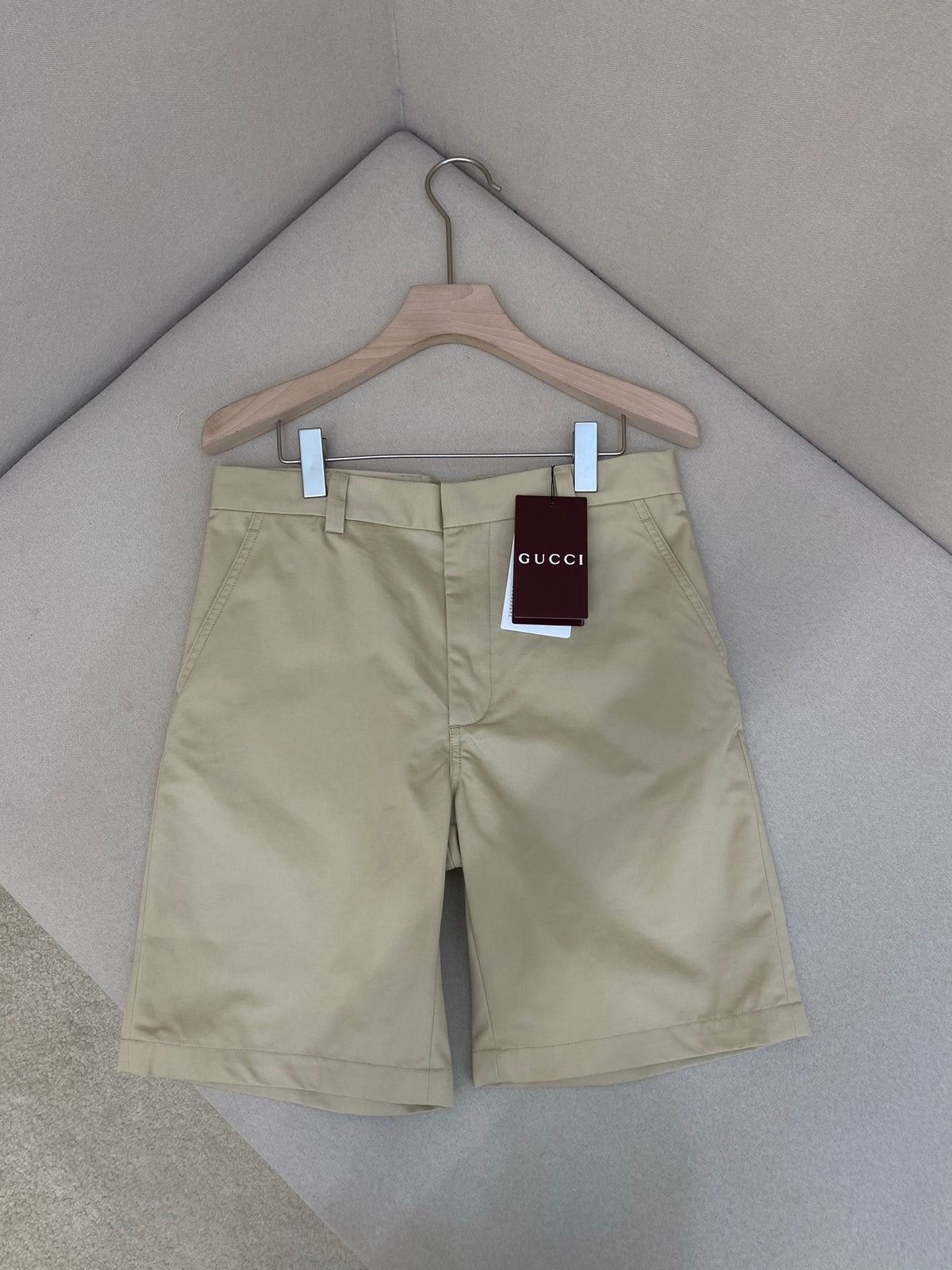 Gucci Compact Cotton Twill Shorts "Beige"