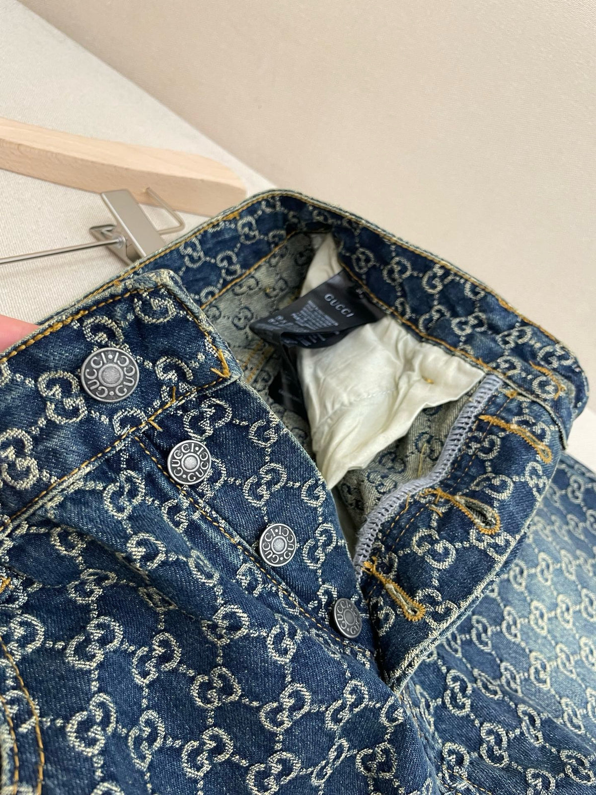 Gucci GG Cotton Denim Jacquard Pants