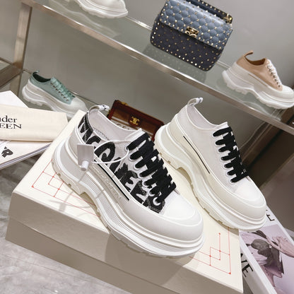Alexander McQueen Tread Slick Low "White-Black Graffiti Logo"