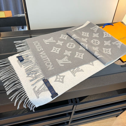 Louis Vuitton Monogram Shadow Scarf "Grey"