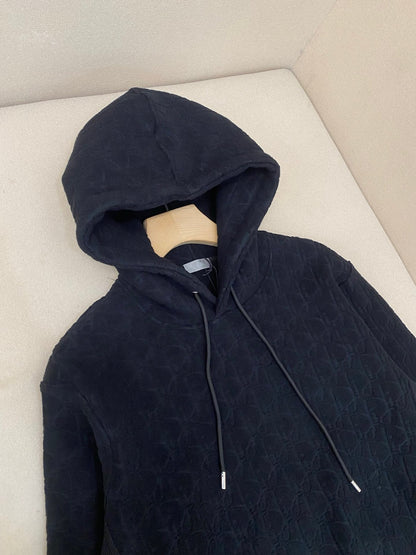Dior Oblique Hooded Sweatshirt "Black Cotton Fleece"