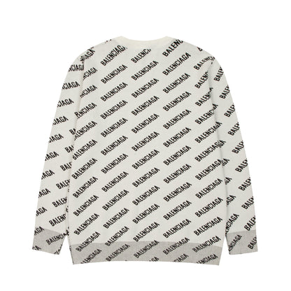 Balenciaga All-Over Logo Sweater "Beige-Black"