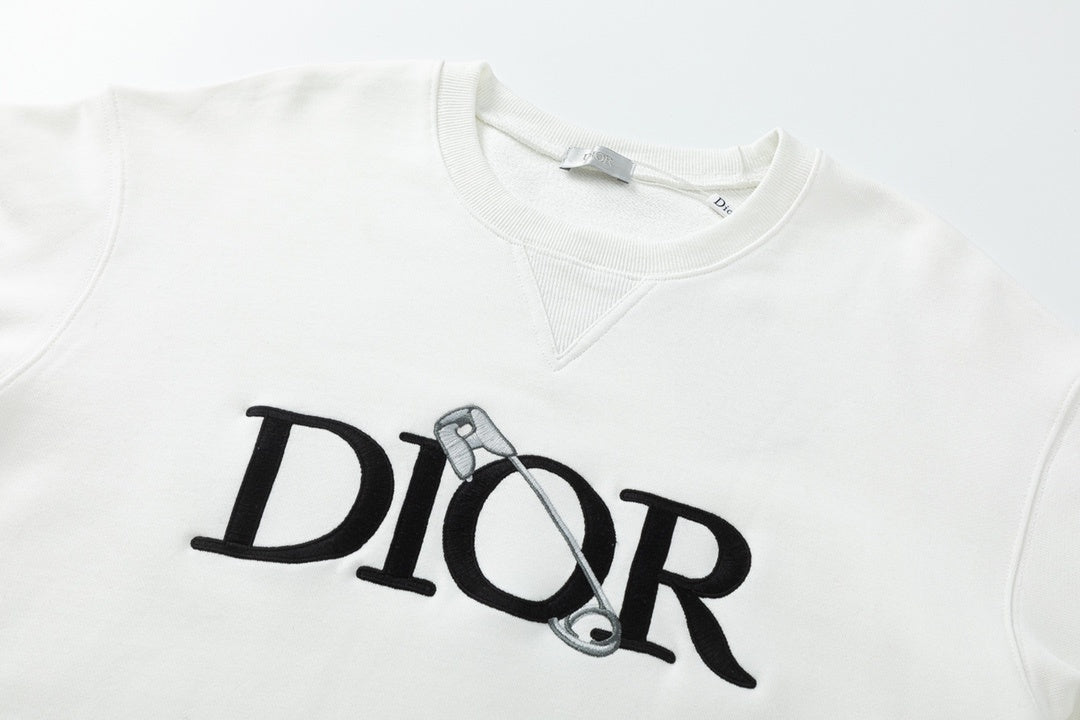Dior x Judy Blame Safety Pin Logo Embroidered Sweatshirt "White"