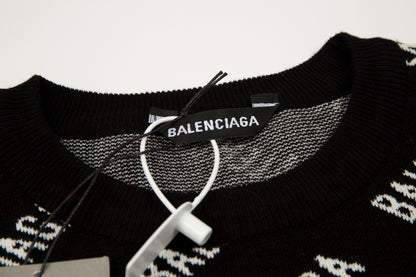 Balenciaga All-Over Logo Sweater "Black-White"