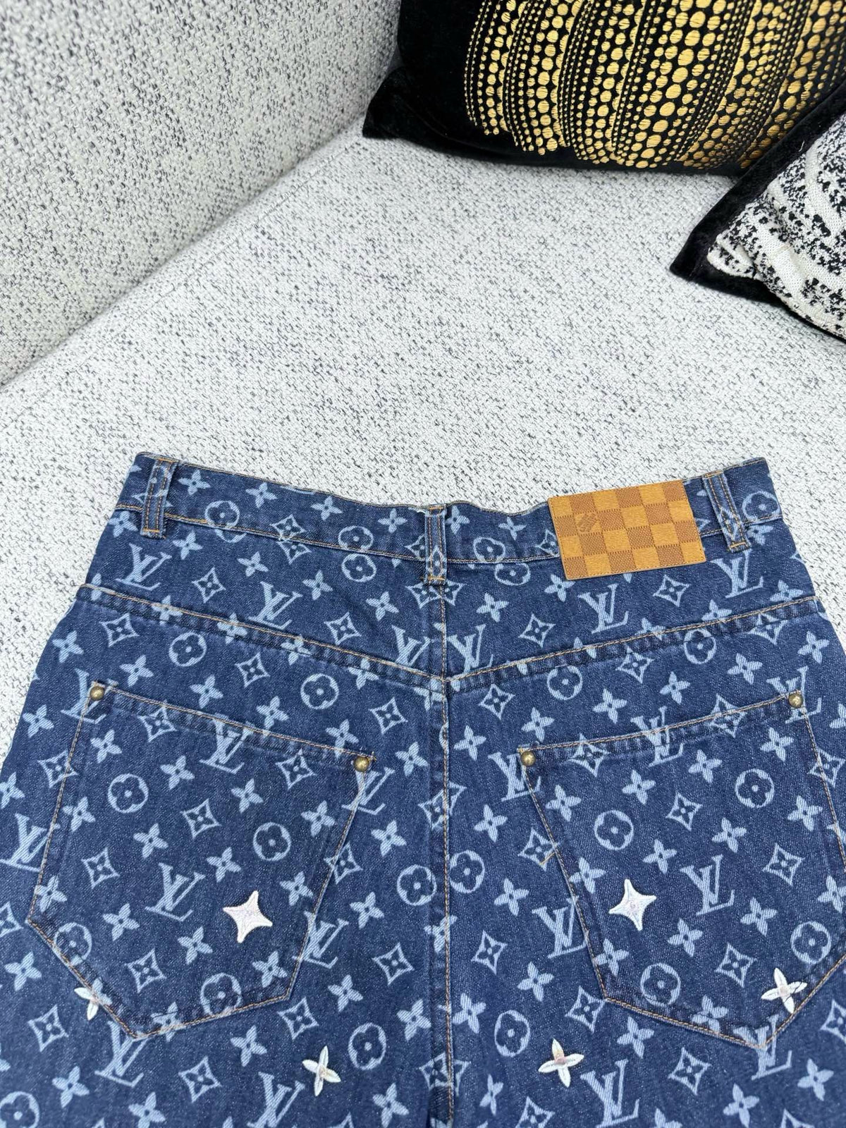 Louis Vuitton Monogram Embroidered Denim Skate Pants