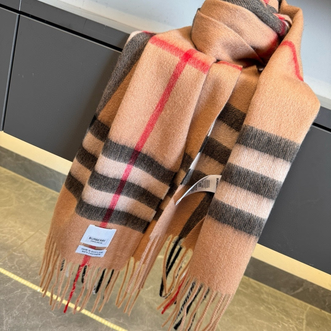 Burberry Cashmere Scarf "Camel Brown-Black"