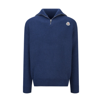 Moncler Logo Rib Wool Turtleneck "Cobalt Blue"