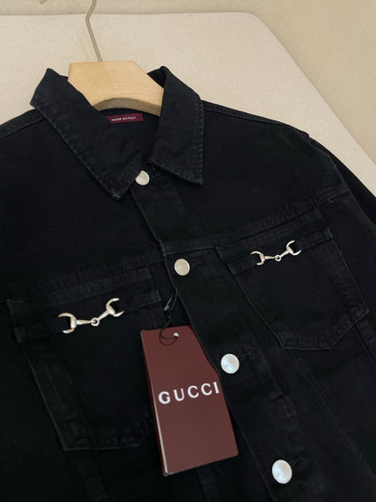 Gucci Cotton Denim Jacket with Horsebit