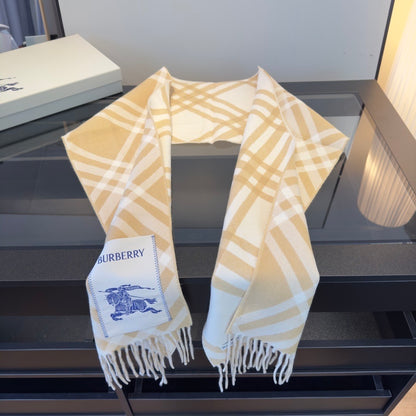 Burberry Check Cashmere Scarf "Beige-Cream"