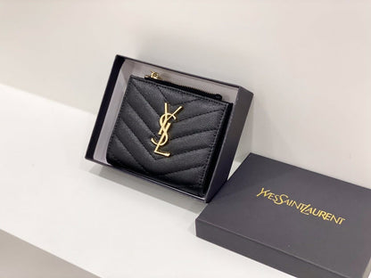 Yves Saint Laurent Bi-Fold Cassendre Wallet Gold