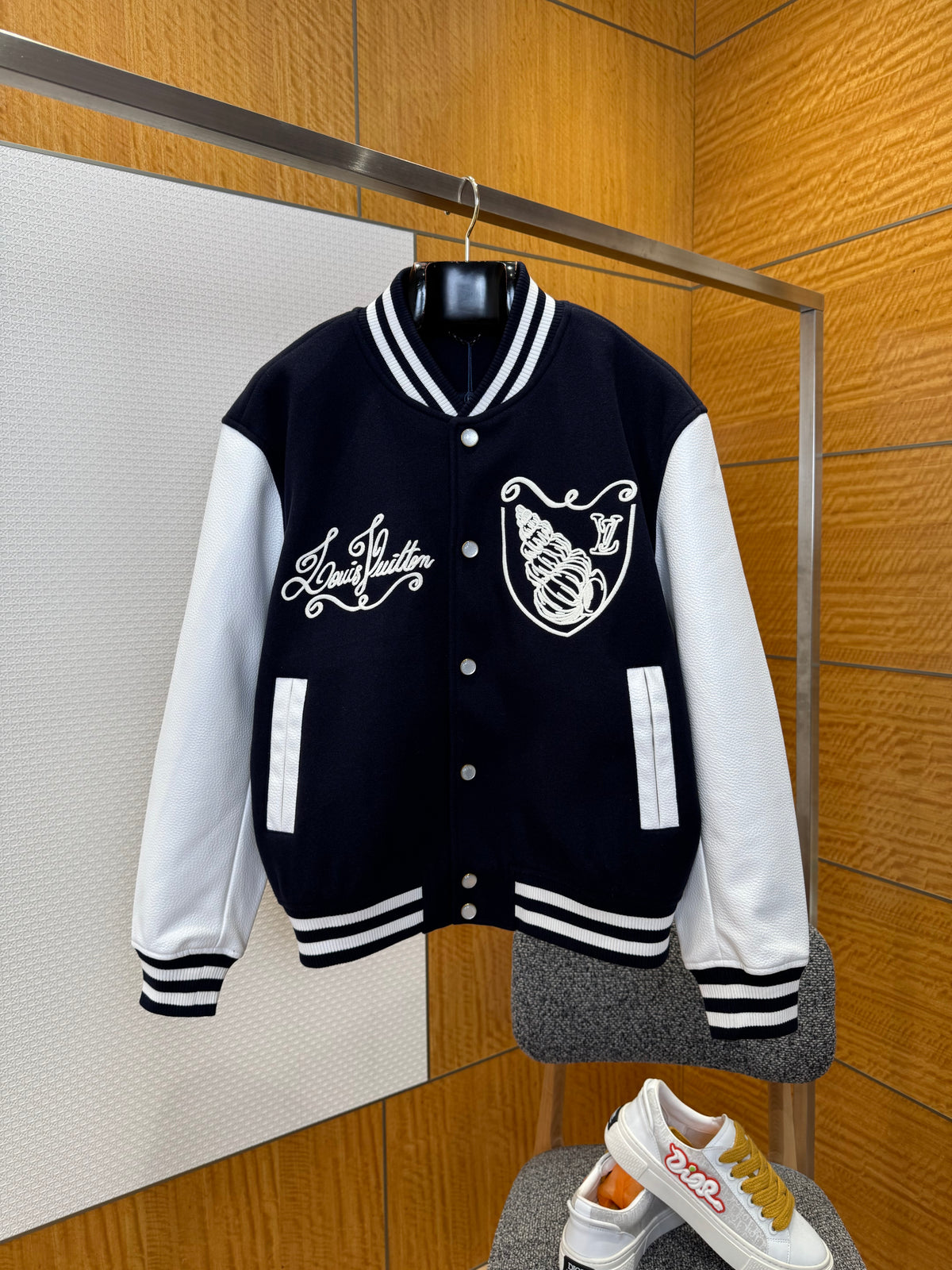 Louis Vuitton Calfskin Varsity Jacket "Navy Blue"
