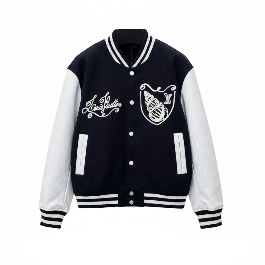 Louis Vuitton Calfskin Varsity Jacket "Navy Blue"