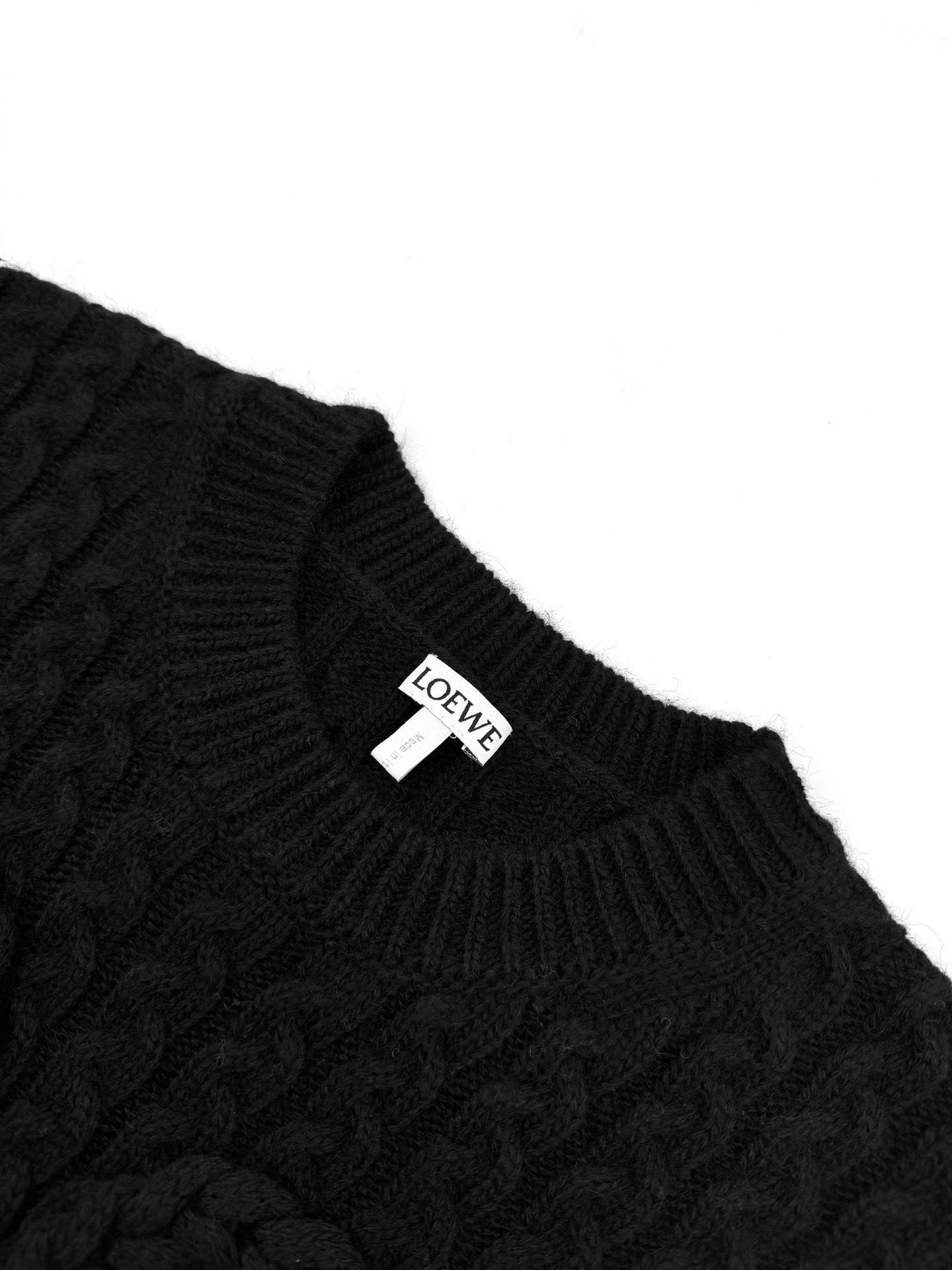 Loewe Anagram Cable-Knit Wool Vest "Black"