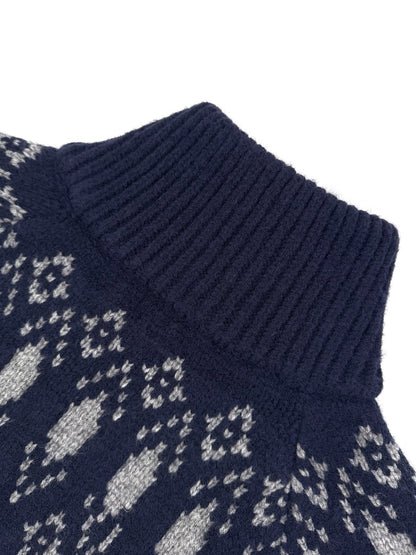 Loewe Wool Jacquard Zip-up Sweater "Blue"