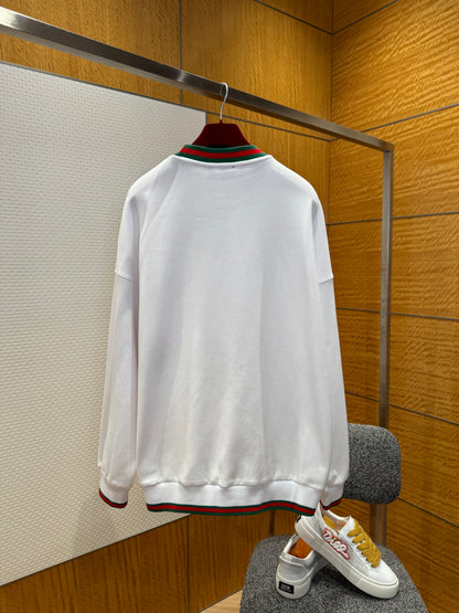 Gucci Cotton Piquet Sweatshirt with Web "White"