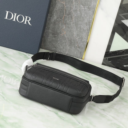 Dior Rider Zip Messenger Bag "Black Dior Gravity Grain Leather & Grained Calfskin"