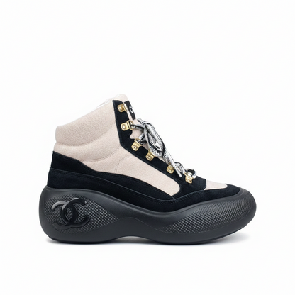 Chanel Snow Boots "Black-Pink Suede"